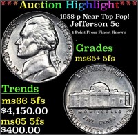 ***Auction Highlight*** 1958-p Jefferson Nickel Ne