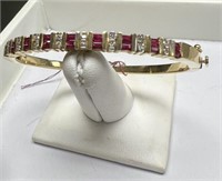 14K GOLD BRACELET 22G RUBY AND DIAMONDS