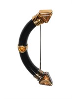 Tambetti 18K Gold, Sapphire, Citrine & Onyx Brooch