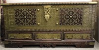 Antique Middle Eastern Brass Studded Trunk