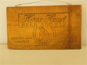 Horse head beer and ale wooden sign 9X15