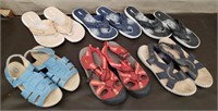 6 Pairs Ladies Sz 9 Sandals & Flip Flops