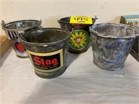 (4) METAL BEER BUCKETS OF ALL BRANDS