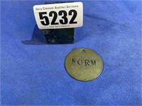 Round Brass "Norm" Tag, 2"Diameter