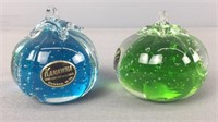 Pair Of Kanawha Controlled Bubble Art Glass Squash