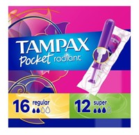 TAMPAX Pocket Radiant Tampons DuoPack 28ct Reg/Sup