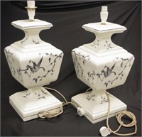 Good pair Italian ceramic electric table lamps