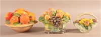 Three Carnival Chalkware Fruit and Basket Pieces.