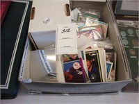 Shoebox containing various baseball cards.