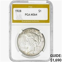 1928 Silver Peace Dollar PGA MS64