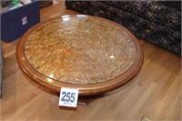 Round Wood & Inlay Table (40x19.5") Top Cover Has