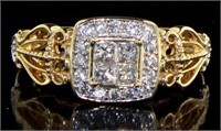 14kt Gold Princess Quad Cut 2/3 ct Diamond Ring