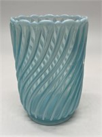 Blue Opalescent Glass Vase