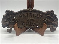 Antique Style Cast-Iron Haircut & Shave Coat Hook