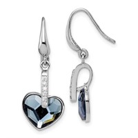 Silver Austrian Blue Crystal Dangle Earrings
