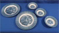 2 Currier & Ives Plates & 2 Bowls "The Old Grist