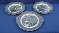 3 Currier & Ives Plates "The Old Grist Mill"