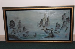 A Signed Chinese Oil on Board Painting