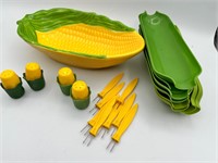 Vintage Corn! Plate, Salt and Pepper, Holders