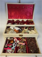 T - JEWELRY BOX W/ COSTUME JEWELRY