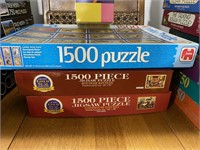 3 X 1500 PIECE PUZZLES AND A PUZZLE KEEPER