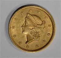 1854 $1 DOLLAR GOLD LIBERTY HEAD CH BU+