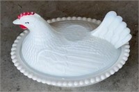 Old Milk Glass Hen on Nest