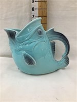 Ceramic Glazed Open Mouth Fish Pitcher, 6 1/2”T,