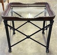 Metal End Table w/ Nailhead Trim