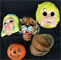 Masks. Toddler size pumpkin treat tote. Sm baskets