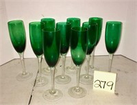 Vintage Green Champagne Flutes
