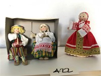 Set Of European Yarn Dolls Hand Crafted Knit
