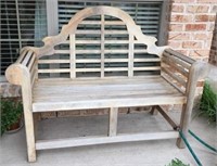 Sturdy Wood Bench with Asian Influence