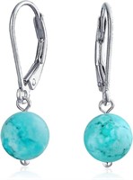 Unique 7.00ct Turquoise Bead Ball Drop Earrings