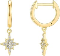 14k Gold-pl. .80ct White Topaz North Star Earrings