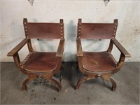 Two Spanish Style Antique Chairs
