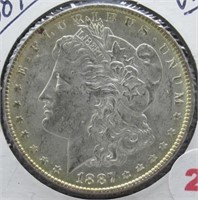 1887 UNC Morgan Silver Dollar.