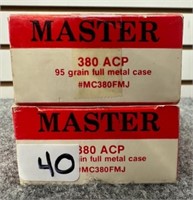 (100) Rounds of Master 380 acp FMJ.