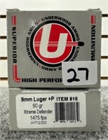(40) Rounds of Underwood 9mm +P HP.