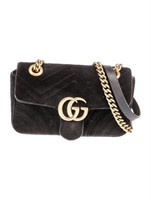 Gucci Black Velvet Double G Logo Shoulder Bag