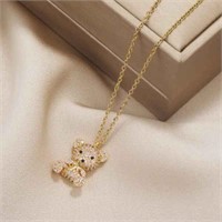 Cute Cartoon Bear Necklace Full Rhinestone Decor