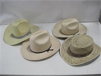 Four Woven Straw Hats See Info
