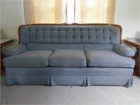 Blue Wooden Back Couch