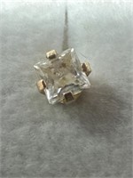 14k Gold Princess Cut Diamond SINGLE Earring .26