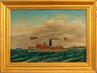 American School "Pacific Steamer" Oil on Canvas