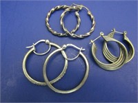 3 Pr. Sterling Silver Earrings