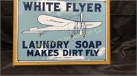 Heavy porcelain "White Flyer Laundry Soap" sign