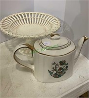 White ceramic compote, and a English ceramic