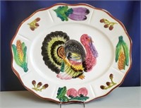 Hand-painted Turkey Platter Made in Italy 19"