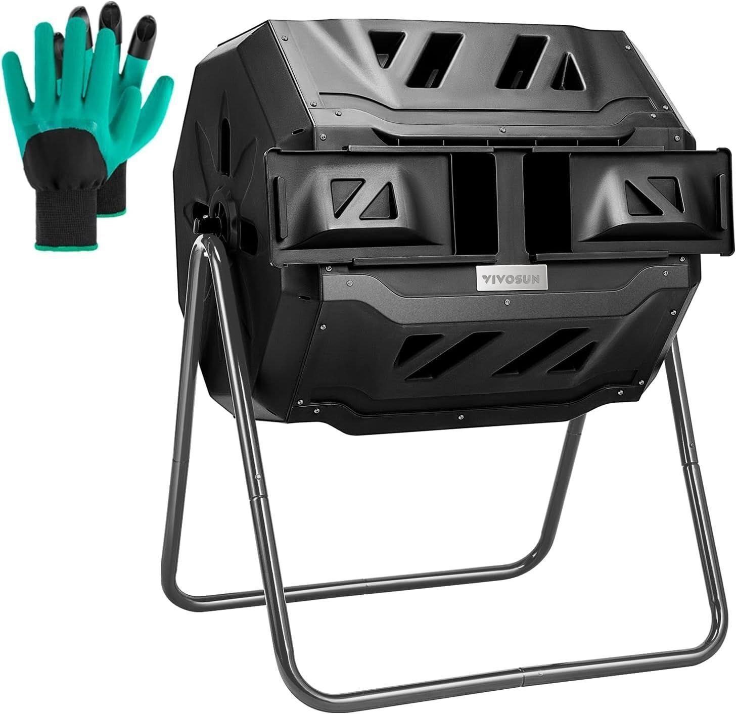 VIVOSUN 43 Gal Tumbling Composter  Black Door